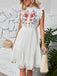 White 1940s Floral Ruffled Sleeveless Dress