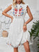 White 1940s Floral Ruffled Sleeveless Dress