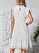 White 1940s Floral Ruffled Sleeveless Dress