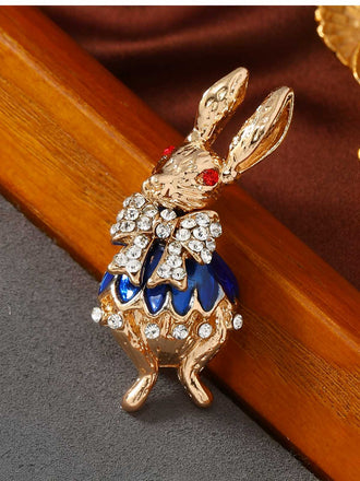Gold-Tone Crystal Rabbit Brooch