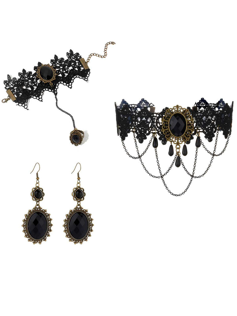 Vintage Lace Crystal Gothic Jewelry Set