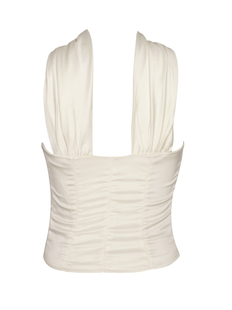 1960s Solid Satin Halter Neck Tube Top