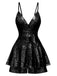 1960s Sequined Strappy V-Neck Culotte Romper