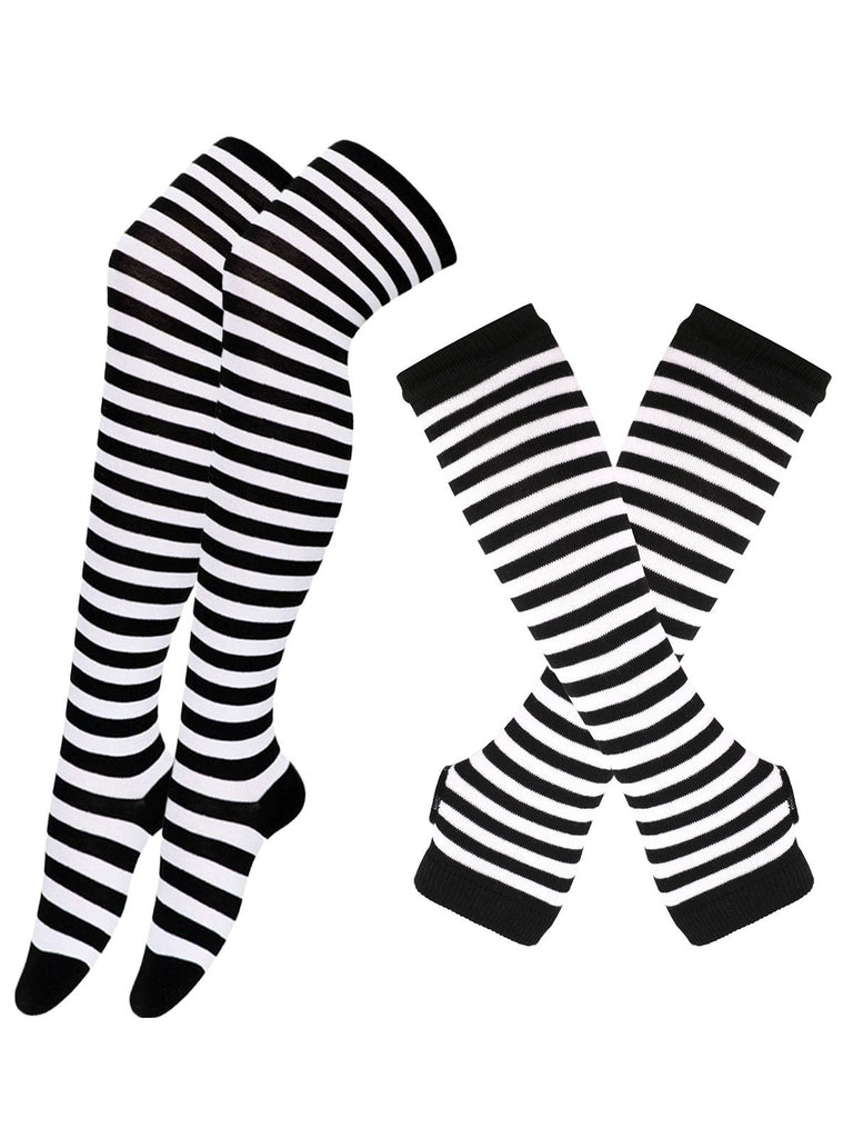 Vintage Halloween Stripe Fingerless Gloves & Socks