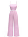 1970s Wave-Trim Spaghetti Strap Wide Leg Jumpsuit