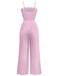 1970s Wave-Trim Spaghetti Strap Wide Leg Jumpsuit