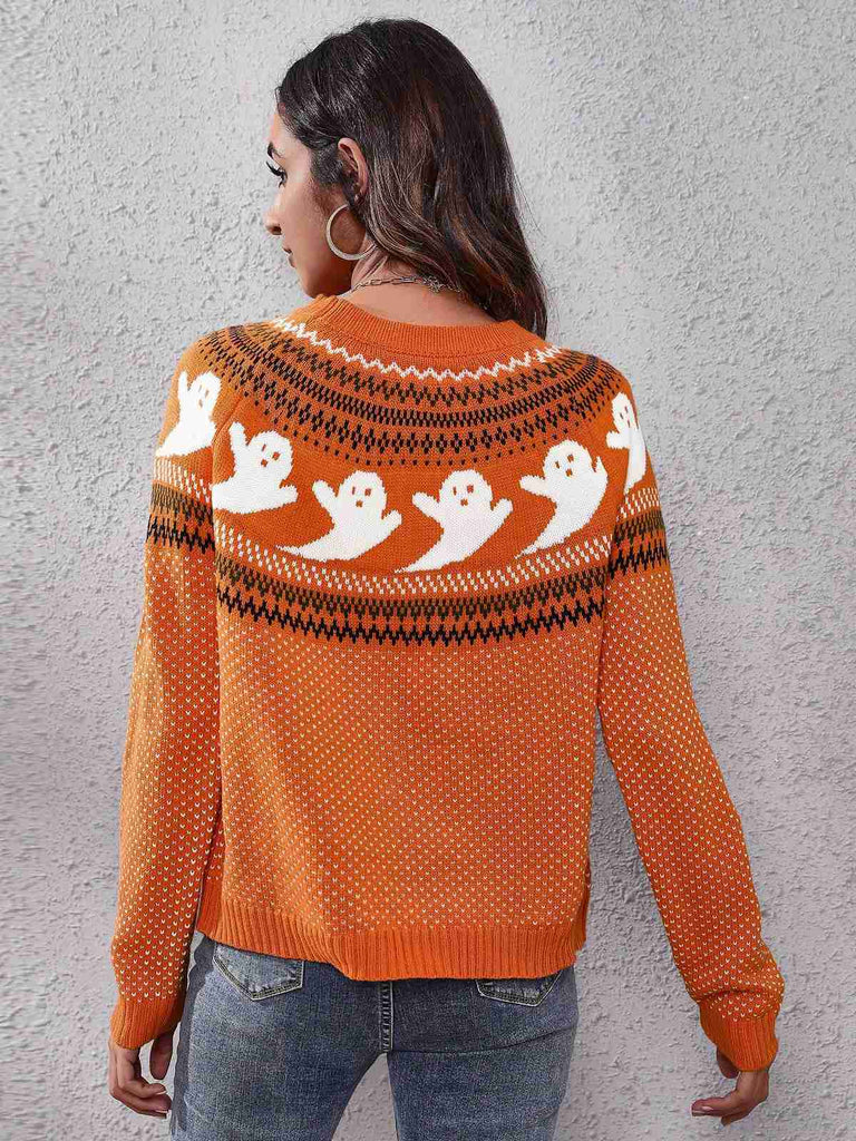 1980s Halloween Boo Polka Dot Knitted Sweater