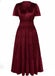 1930s Velvet Solid Short Sleeve Maxi Dress