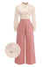 [Pre-Sale] Pink 1930s Ruffle Lapel Long Sleeve Jumpsuit