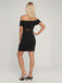 Black 1960s Off-Shoulder Knitted Sheer Bodycon Dress