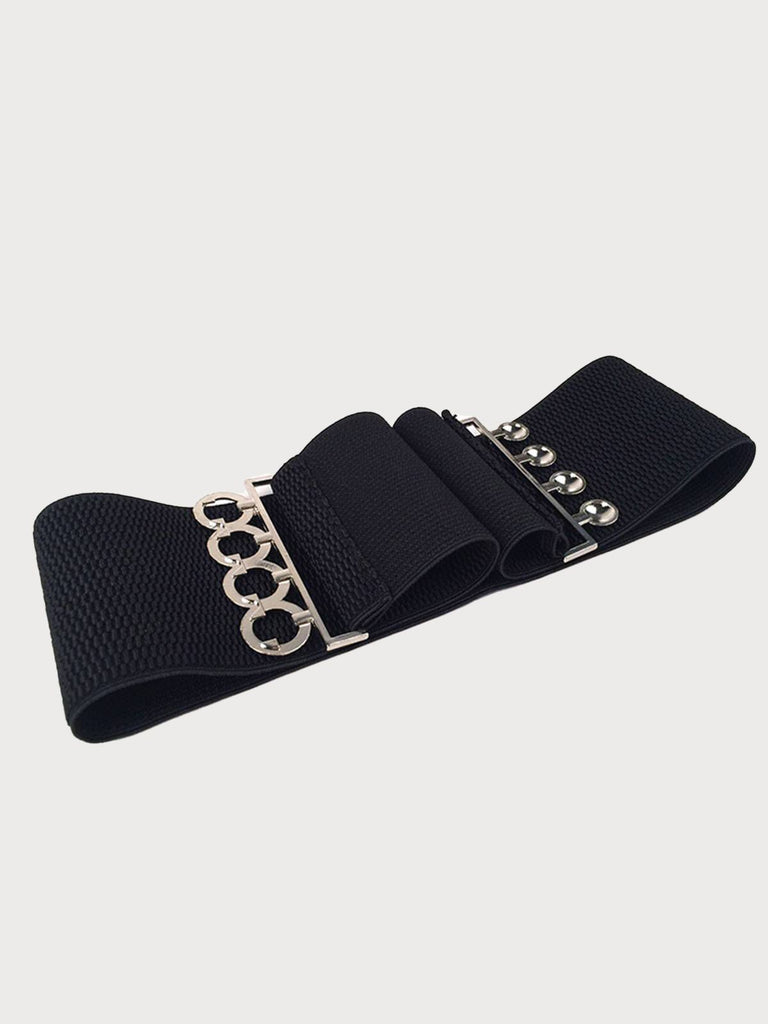 Black Vintage Elastic Metal Buckle Belt