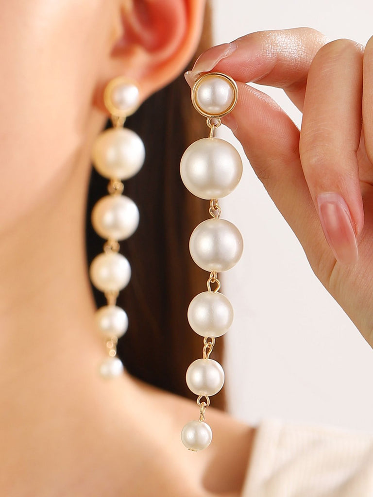 Vintage Gold Tassel Pearl Earrings