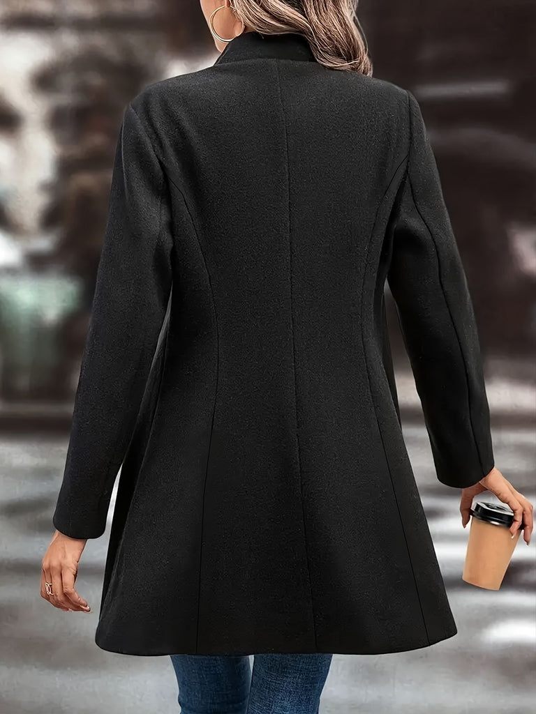 Black 1940s Solid Lapel Single-Breasted Coat