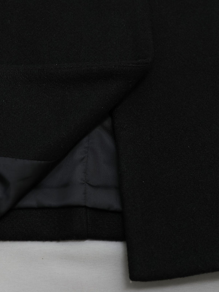 Black 1940s Solid Lapel Single-Breasted Coat