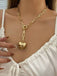 Metallic Heart Pendant Paperclip Chain Necklace