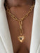 Metallic Heart Pendant Paperclip Chain Necklace