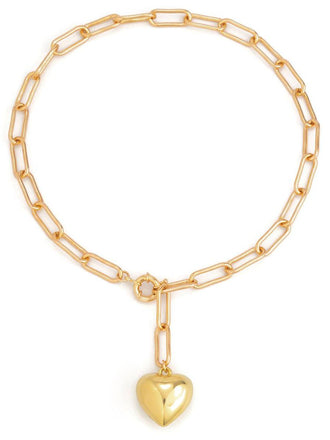 Metallic Heart Pendant Paperclip Chain Necklace