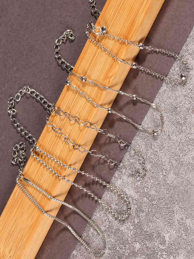 5PCS Silver Heart-Shaped Bracelet