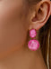 Pink 3D Gemstone Alloy Earrings