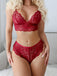 Red 1980s Floral Lace Lingerie Set