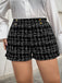 [Plus Size] Black 1950s Metal Button Tweed Mini Shorts