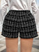 [Plus Size] Black 1950s Metal Button Tweed Mini Shorts