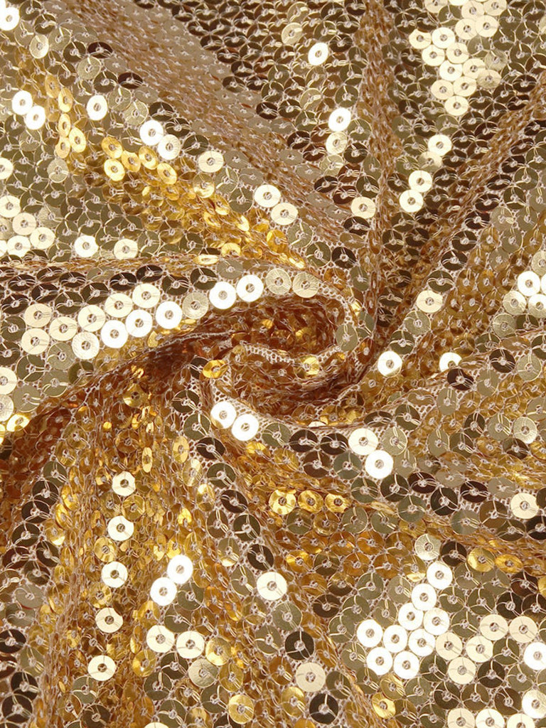 Gold 1970s Solid Sequined Mini Party Dress