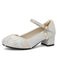 Floral Jacquard Pearl Mary Jane High Heels