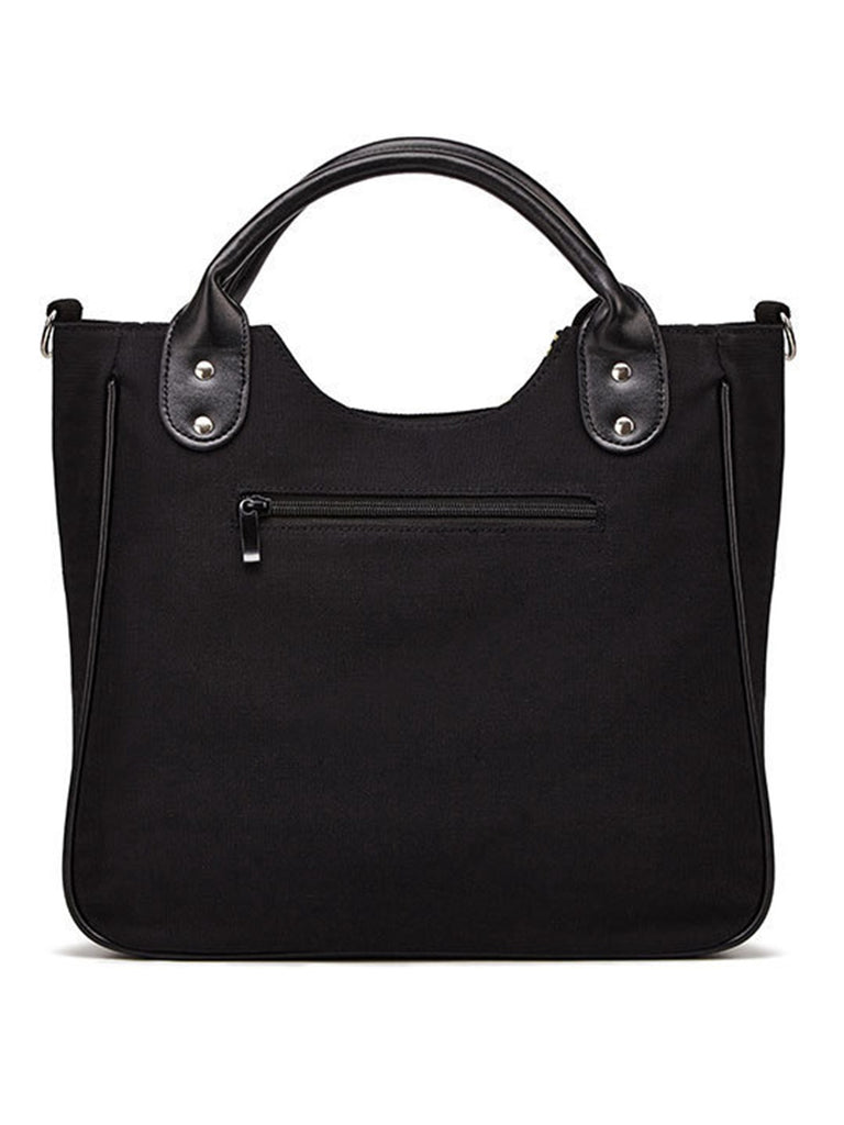 Vintage Black Skeleton Canvas Handbag