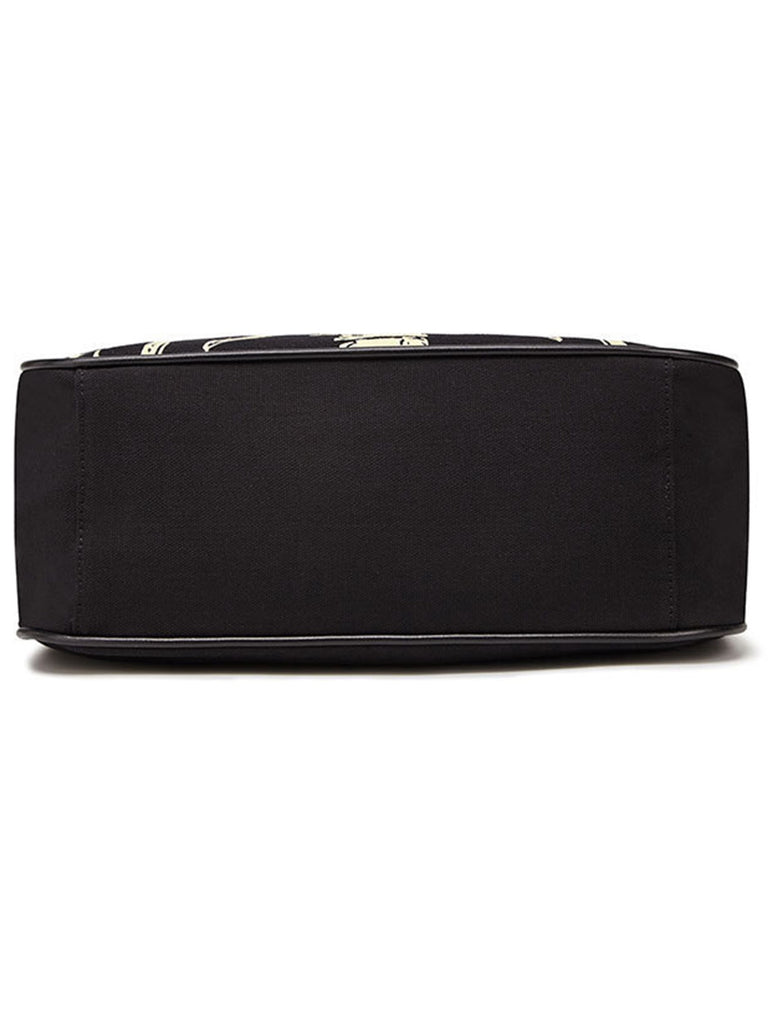 Vintage Black Skeleton Canvas Handbag