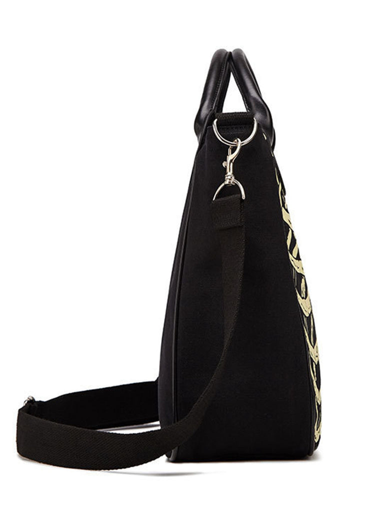 Vintage Black Skeleton Canvas Handbag