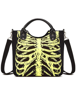Vintage Black Skeleton Canvas Handbag