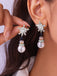 Christmas Rhinestone Snowflake Pearl Hat Snowman Stud Earrings