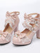 Vintage Bow Pearls Lace Chunky Lolita Heels