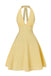 Yellow 1960s Halter V-Neck Plaids Dress