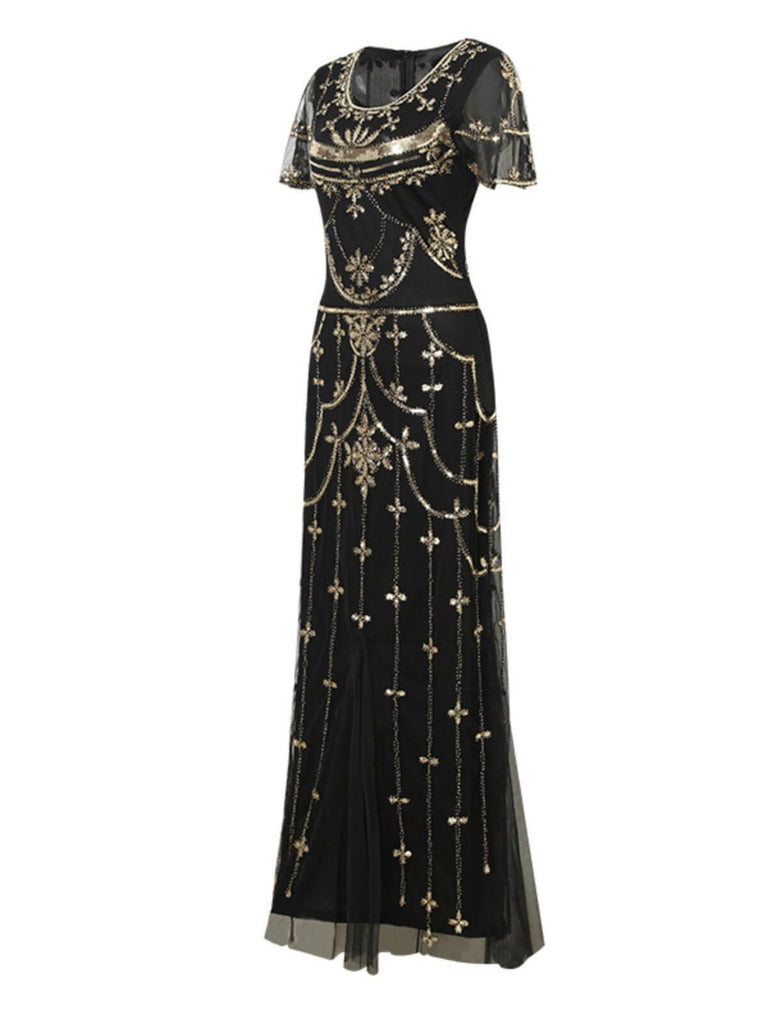1920s Beaded Mesh Short Sleeve Charleston Dress — vintage elegance for the modern woman