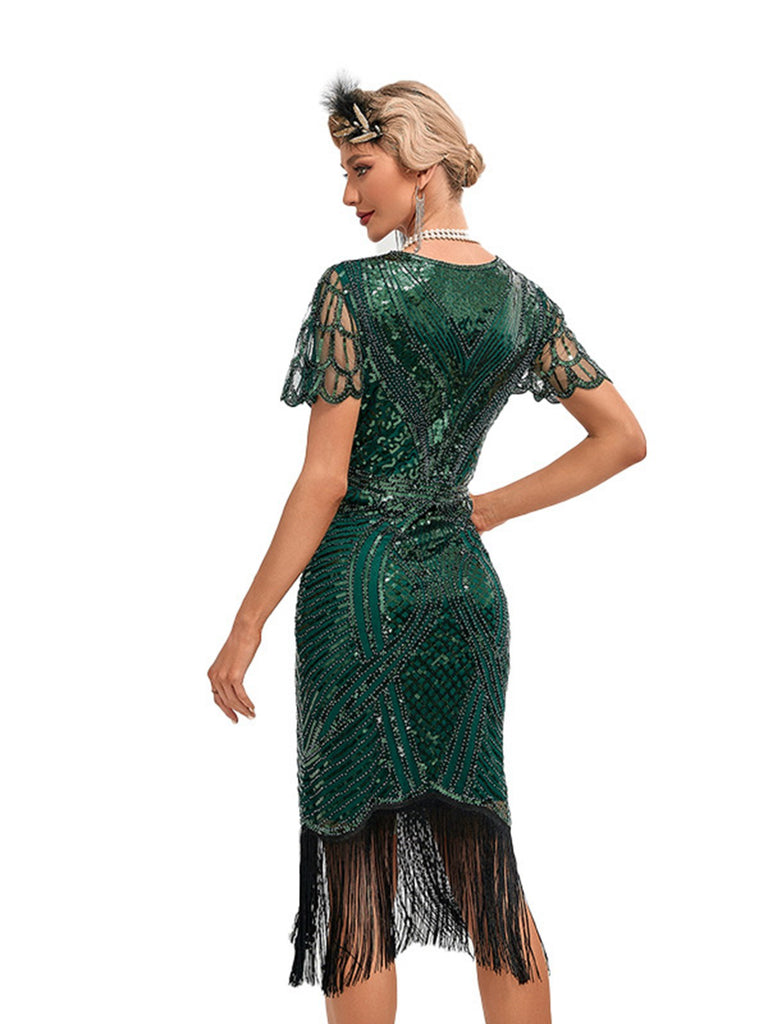 1920s Cap Sleeves Tassel Sequined Dress — the kind of 1920s dress that makes strangers smile