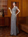 Gray 1920s Sequined Tulle Cap Sleeve Round Neck Dress - vintage dress, retro fashion, Gatsby party