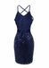 1920s Spaghetti Strap Sequin Chevron Backless Party Dress - vintage dress, retro fashion, Gatsby party
