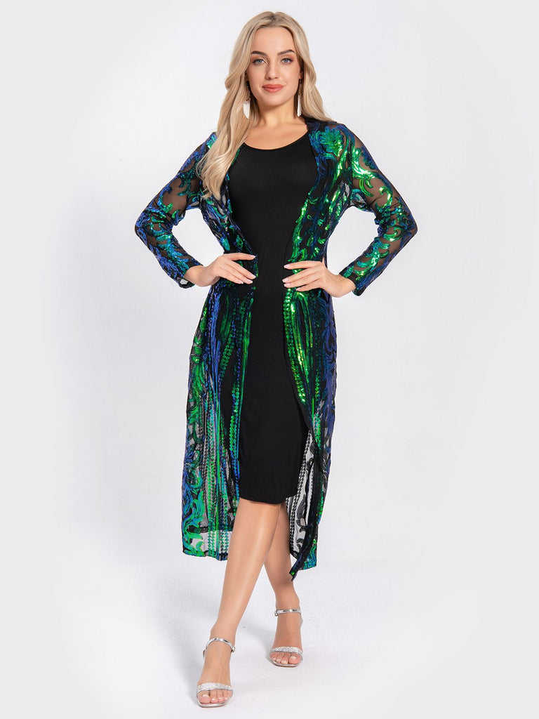1920s Embroidered Long Sheer Sequin Cardigan — 1920s style that transcends decades