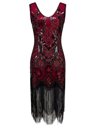 1920s Floral Beaded Flapper Dress, vintage dress, retro fashion, Gatsby party, flapper style - perfect for women who love vintage and retro fashion
