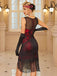 This 1920s Floral Pattern Mesh Sequined Tassel Dress wraps her in 1920s elegance, one twirl at a time