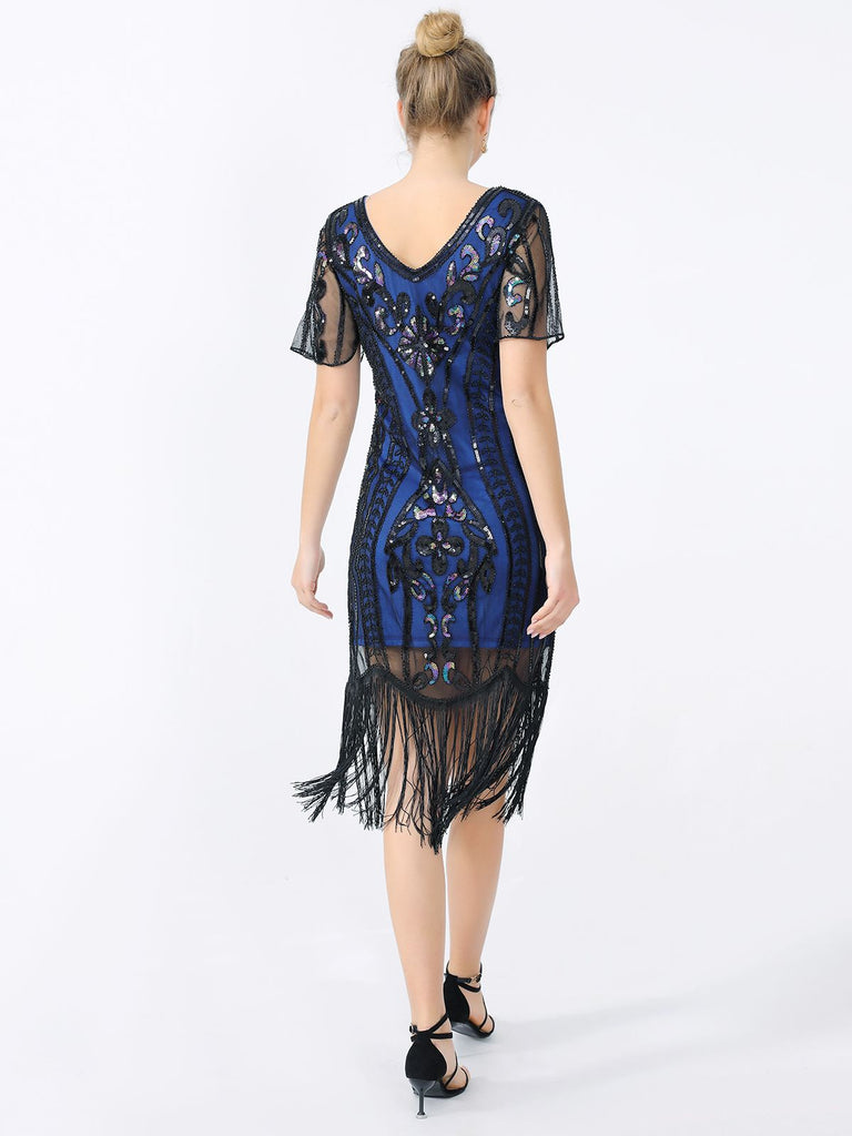 1920s Fringe Sequin Flapper Dress: where 1920s romance meets her modern spirit