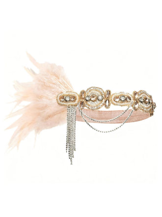 1920s Gatsby Feather Crystal Flapper Headband - vintage fashion, retro style