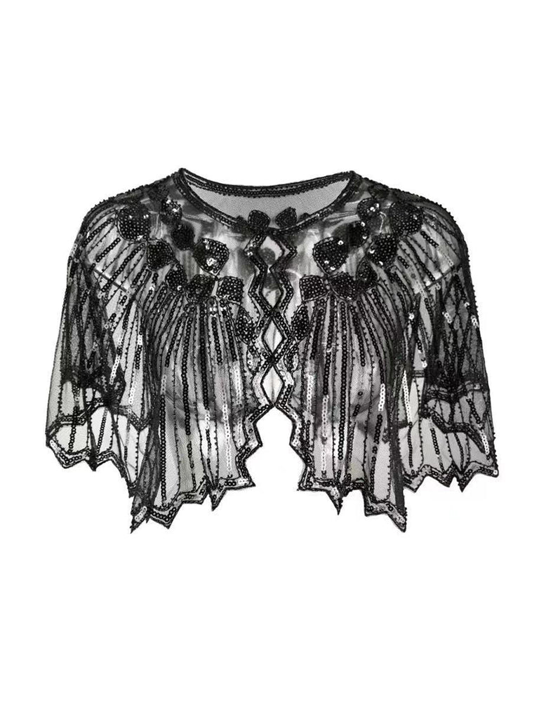 1920s Geometric Sequined Short Cape - vintage fashion, retro style