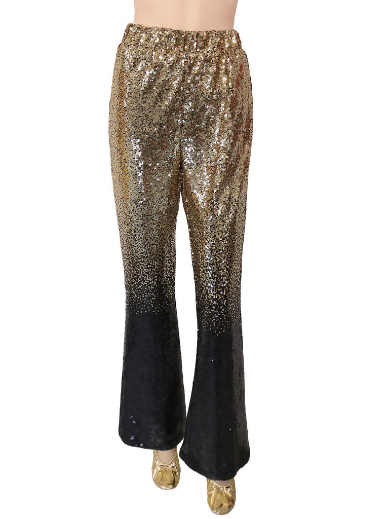 1920s Gradient Sequin Flared Pants - vintage fashion, retro style, elegant red