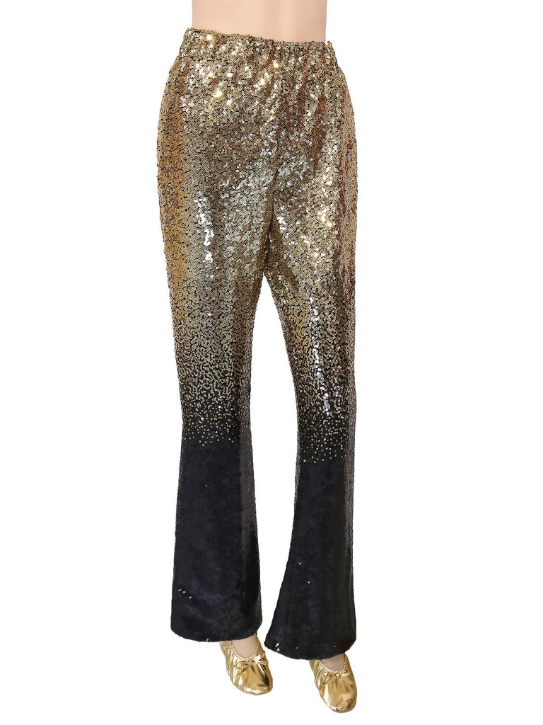 1920s Gradient Sequin Flared Pants - vintage fashion, retro style, elegant red
