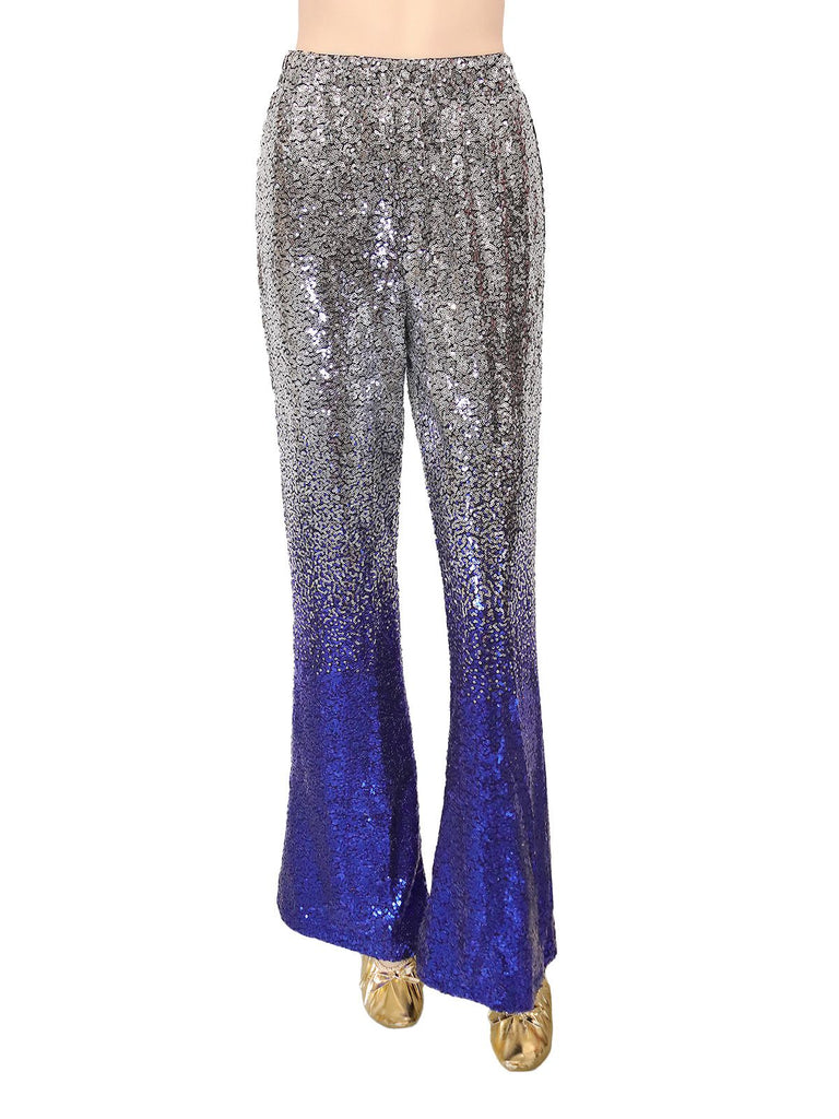 1920s Gradient Sequin Flared Pants - vintage fashion, retro style, elegant red
