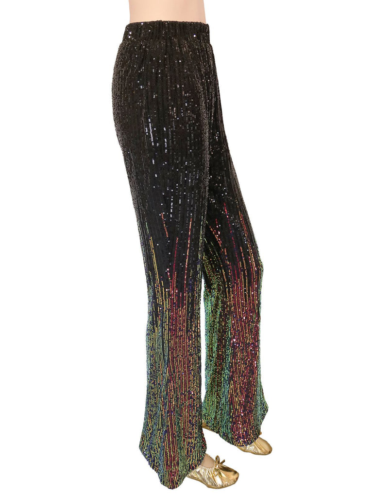 1920s Gradient Sequin Flared Pants - vintage fashion, retro style, elegant red