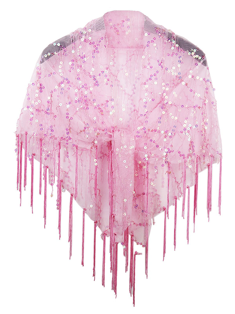 1920s Hollow Tassel Lace-Up Sequined Cape - vintage fashion, retro style
